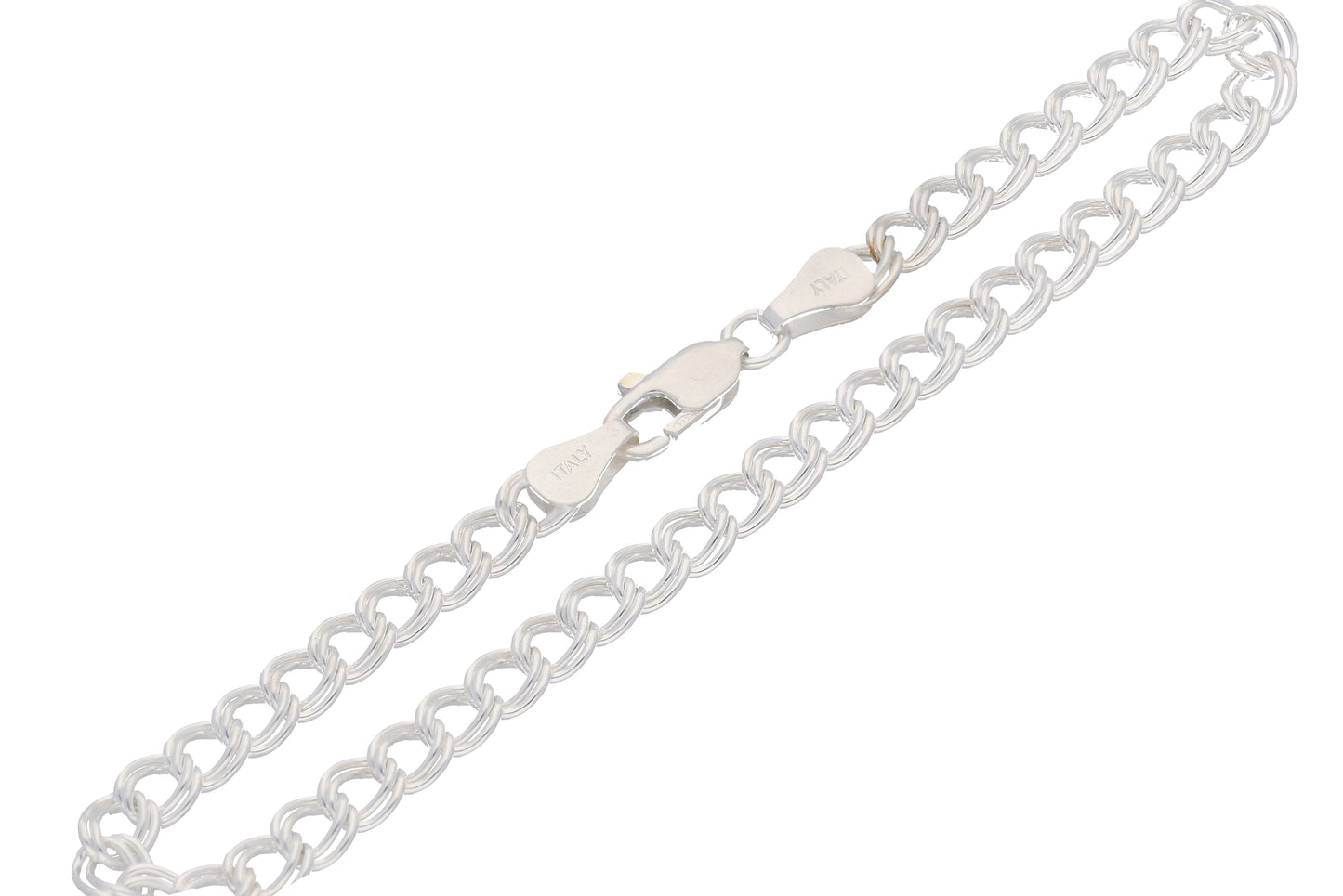 Double Link Chain Charm Bracelet - Anti-Tarnish or Antiqued Sterling Silver