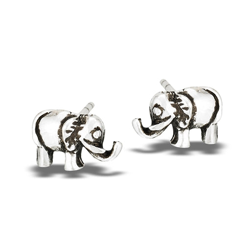 Sterling Silver Elephant Stud Earrings