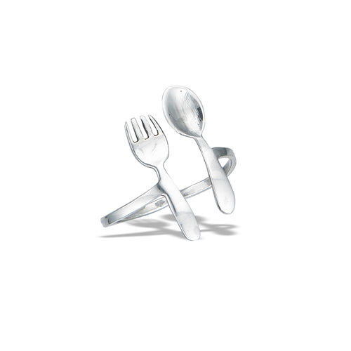 Adjustable Fork and Spoon Sterling Silver Ring