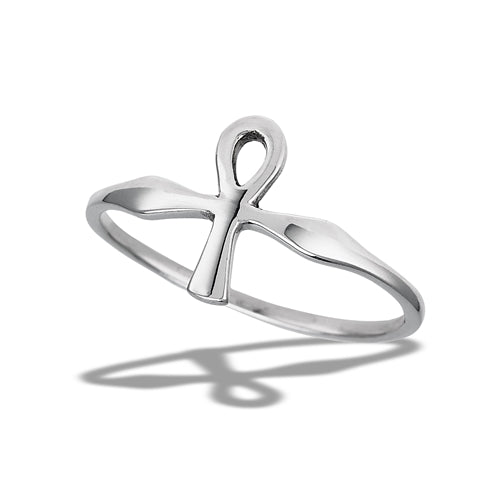 Small High Polish Sterling Silver Ankh Ring