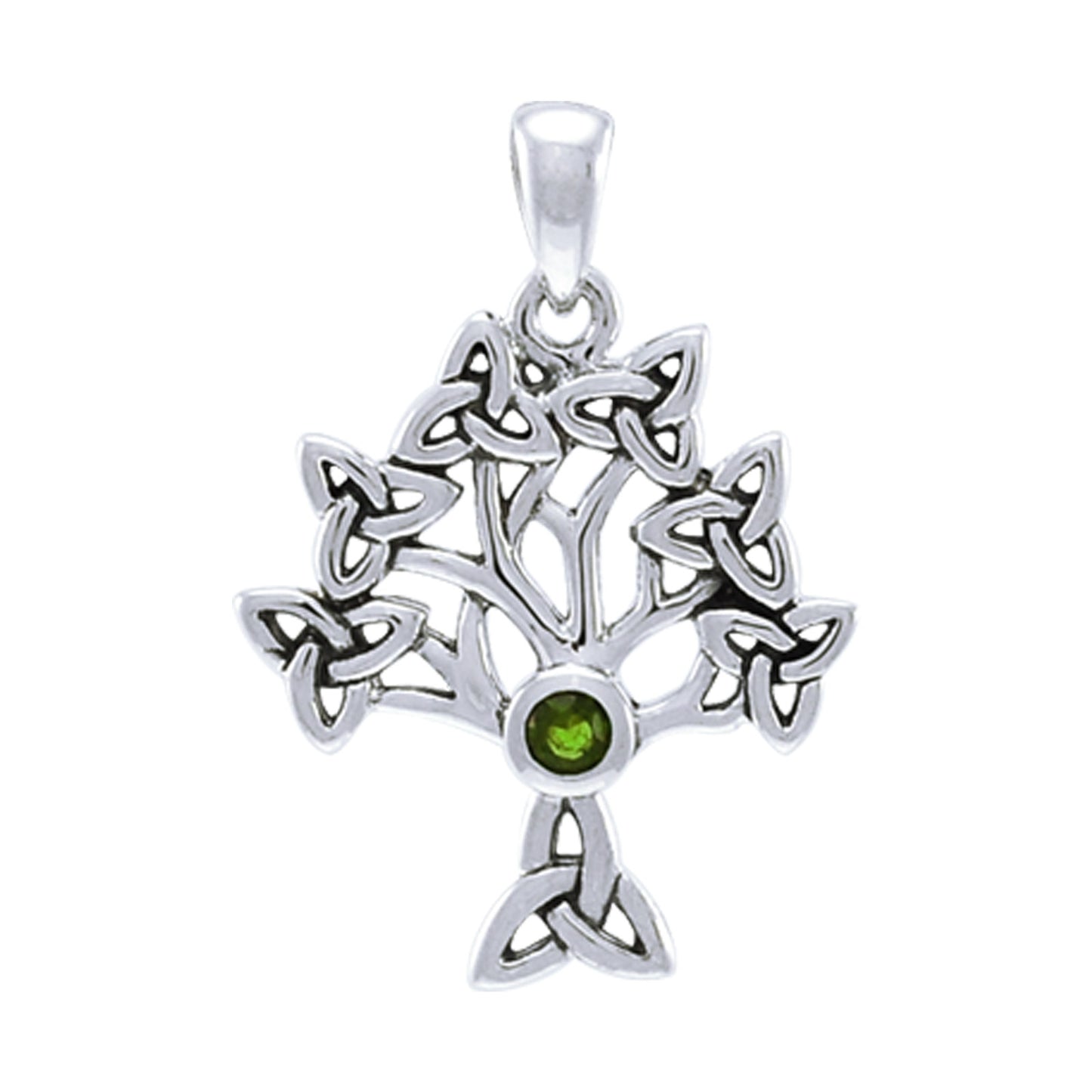 Druidic Tree of Life Pendant - Sterling Silver and Genuine Gemstone
