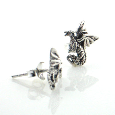 Small Flying Dragons - Detailed Sterling Silver Post Stud Earrings