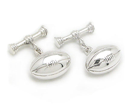 Mens Sterling Silver Football Cuff Links Chain and Bar Cufflinks - Silver Insanity