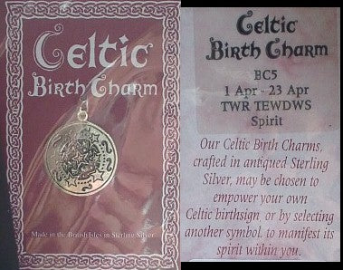 Sterling Silver Spirit Celtic Birth Charm Pendant for April 1 - 23 - Silver Insanity