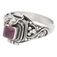 Sterling Silver Square Garnet Poison Locket Box Ring - Silver Insanity