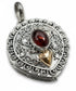Sterling Silver Poison Pill Box Locket Amber Pendant