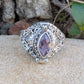 Marquise Faceted Gemstone Sterling Silver Poison Ring