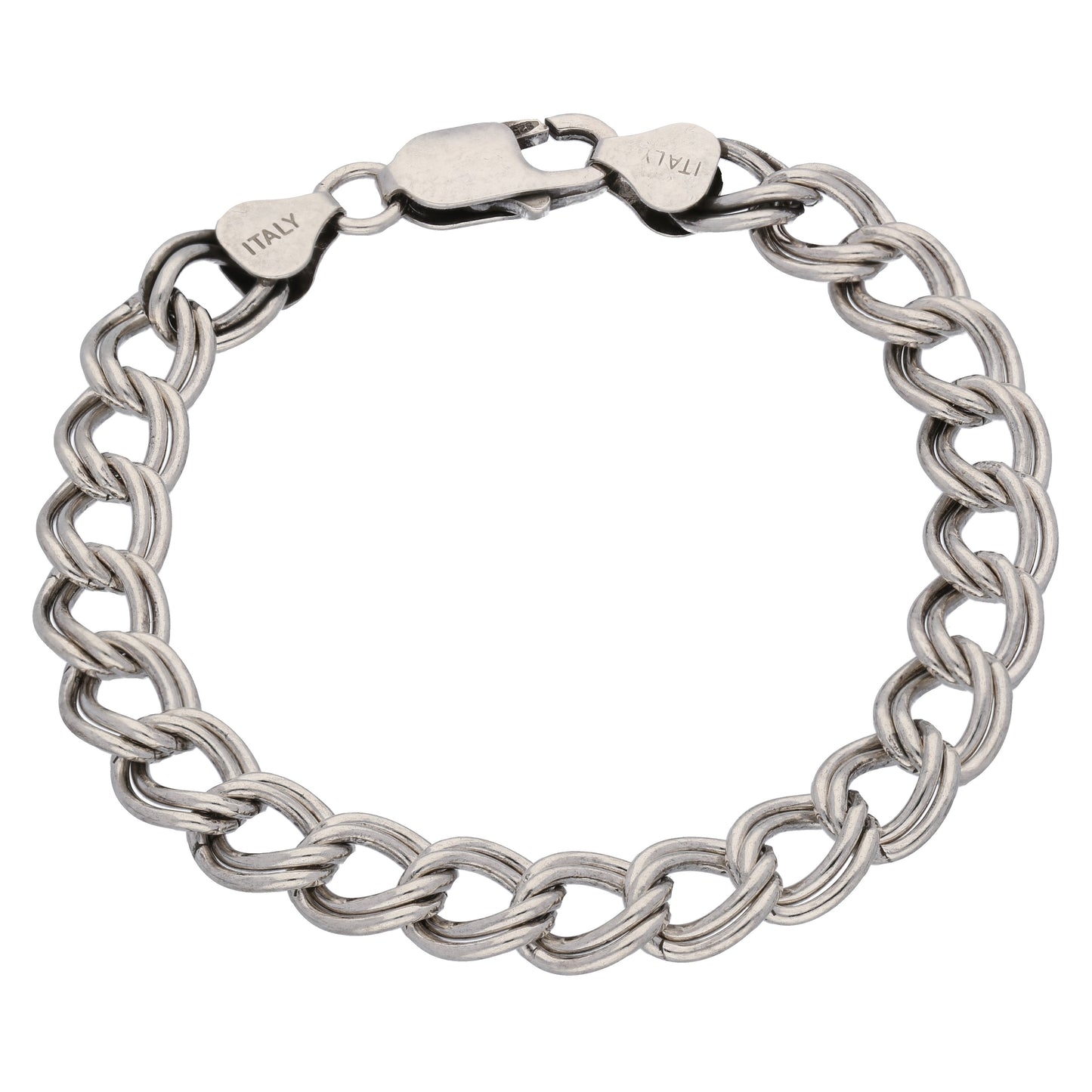 Double Link Chain Charm Bracelet - Anti-Tarnish or Antiqued Sterling Silver