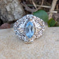 Marquise Faceted Gemstone Sterling Silver Poison Ring