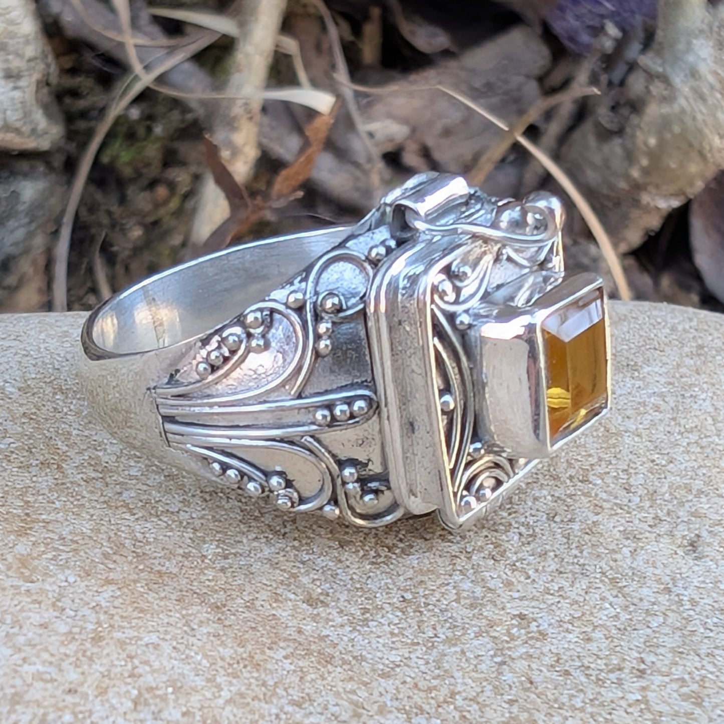 Midnight Elixir - Square Poison Locket Box Sterling Silver Ring