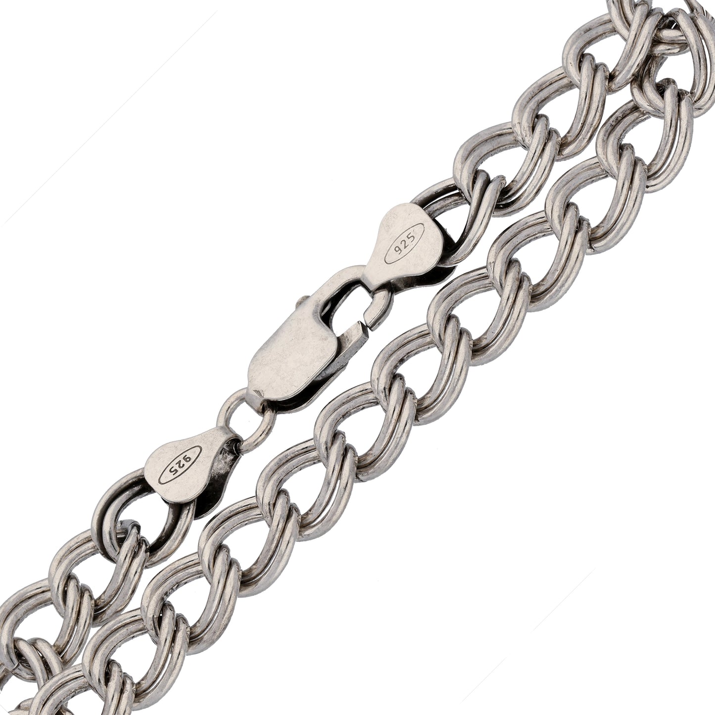 Double Link Chain Charm Bracelet - Anti-Tarnish or Antiqued Sterling Silver