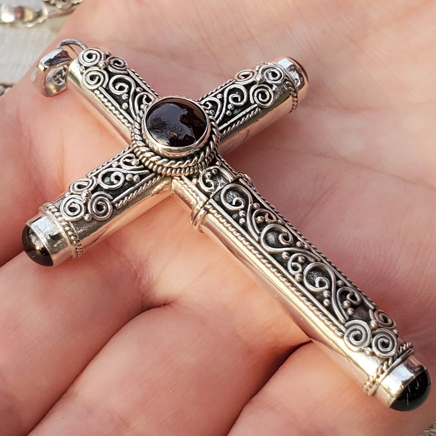 Hidden Stash Cross | Poison Box or Pendant | Sterling Silver