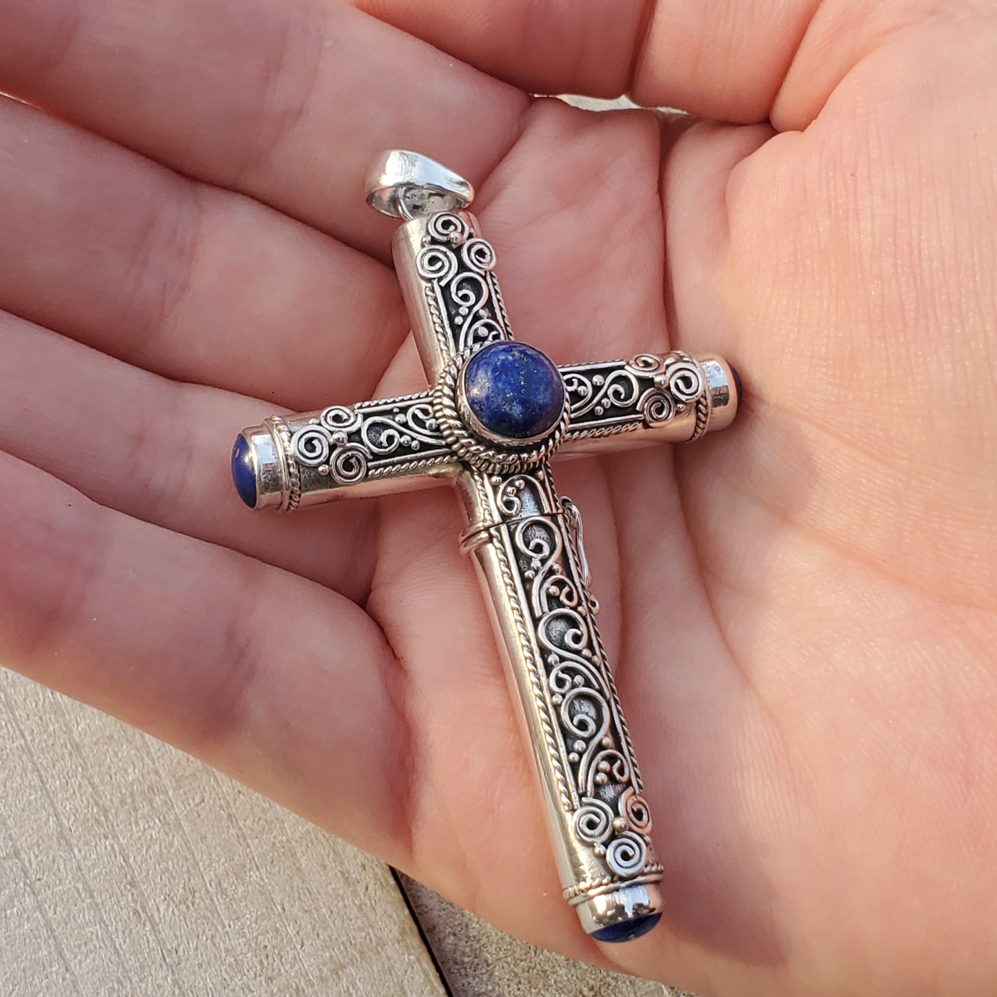 Hidden Stash Cross | Poison Box or Pendant | Sterling Silver