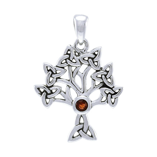 Druidic Tree of Life Pendant | Sterling Silver and Genuine Gemstone