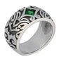 Maori Star Band Sterling Silver Green Glass Ring