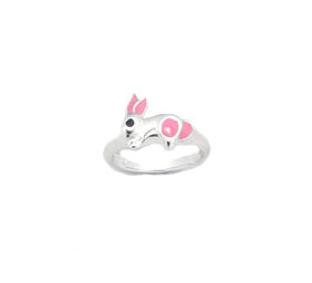 Pink Bunny Rabbit Ring Child Kids Rhodium Sterling Silver - Silver Insanity