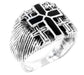 Sterling Silver Black Enamel Cross Band Ring - Silver Insanity