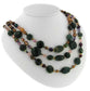 Genuine Moss Agate Beaded Triple Strand Copper Necklace - Silver Insanity