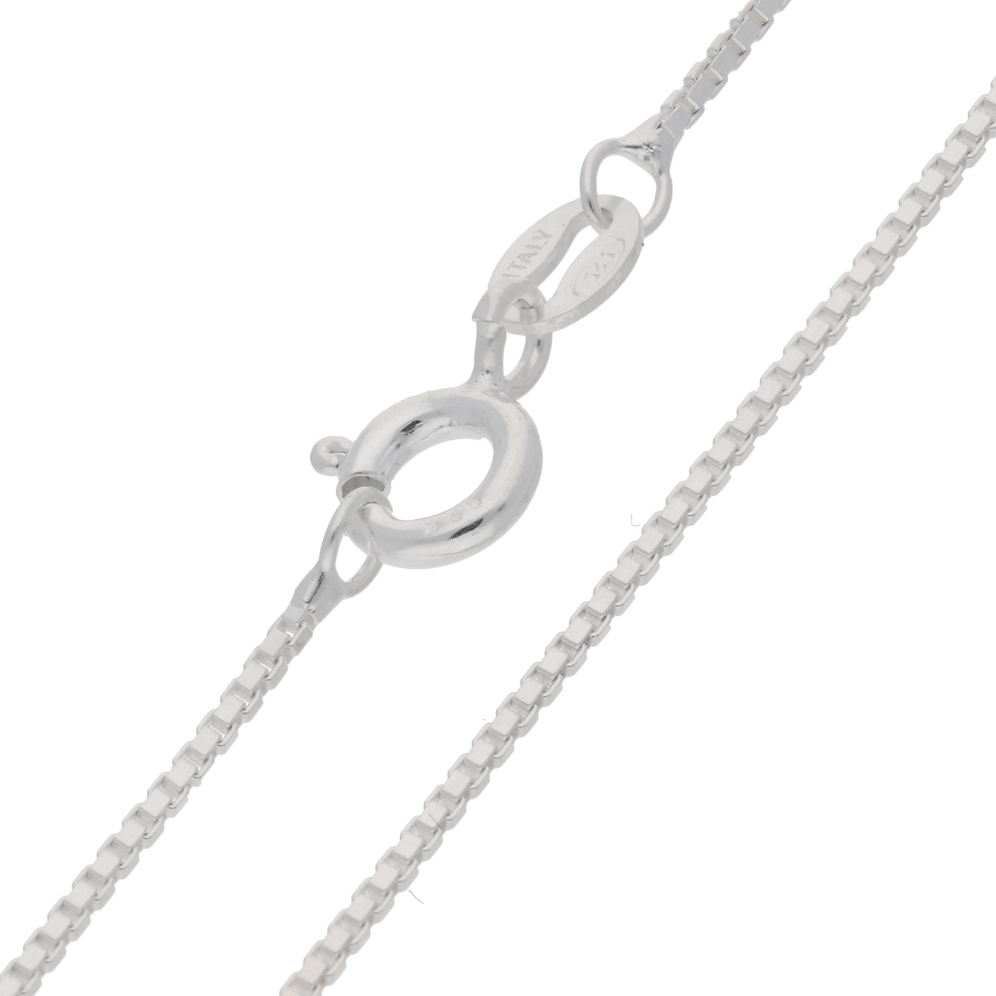 Italian 1mm Sterling Silver Box Link Chain Necklace - Silver Insanity