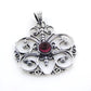 Sterling Silver Open Wire Garnet Filigree Pendant - Silver Insanity