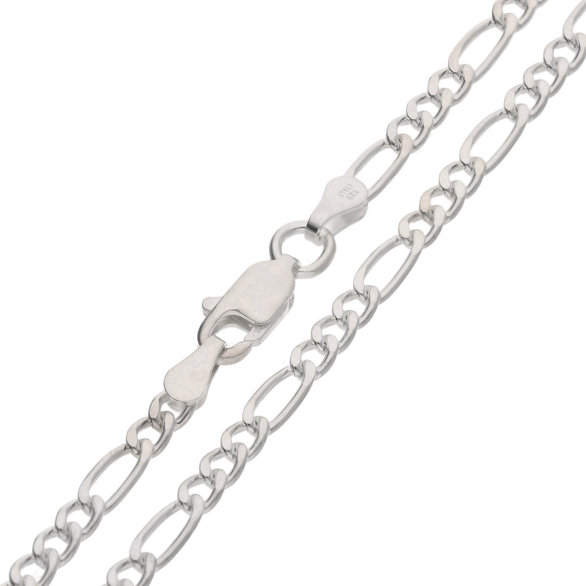 Diamond-Cut 6mm Wide Sterling Silver Figaro Chain Necklace Italian - Silver Insanity