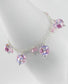 Roses in Pink and Blue Swirl Foil Glass Beads Sterling Silver 7.5" Bracelet - Silver Insanity