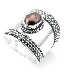 Sterling Silver Scottish Dukes Garnet Armor Ring - Silver Insanity