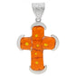 Sterling Silver Orange Millefiori Glass Cross Pendant