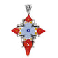 Sterling Silver Red, White, Blue Millefiori Glass Star Cross Pendant