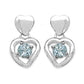 Blue Topaz Sterling Silver Hearts Post Stud Earrings - Silver Insanity