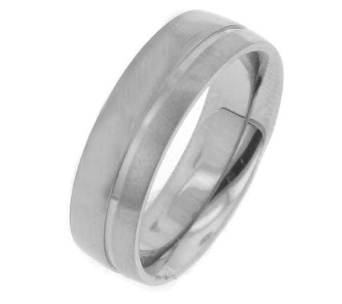 Mens Solar Flare Titanium Wedding Band Ring - Silver Insanity