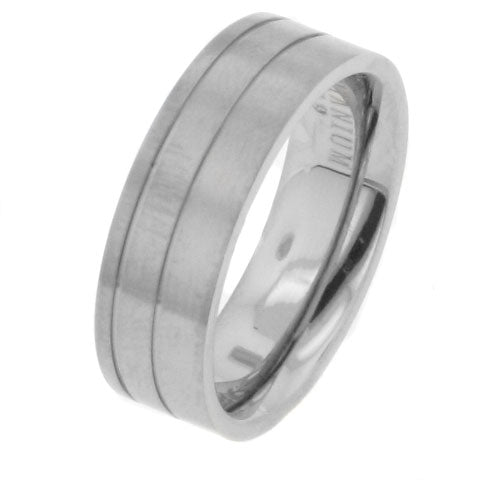 Mens Gemini Style Titanium Wedding Band Ring - Silver Insanity