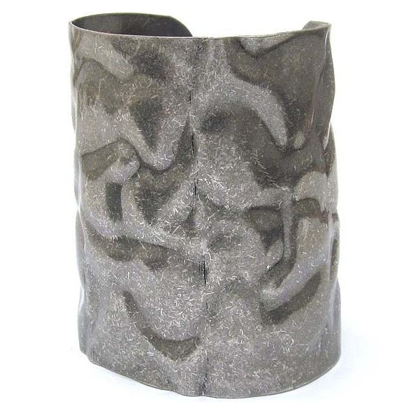 Large Medieval Bracer Cuff Hammered Matte Silvertone Finish Bracelet Arm Band - Silver Insanity