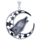 Howling Wolf at Moon Sterling Silver Pendant Necklace - Silver Insanity