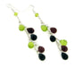 Sterling Silver Green, Red, Black Glass Drop Earrings - Silver Insanity