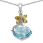 Blue Topaz & Citrine Flower Sterling Silver Pendant Necklace - Silver Insanity