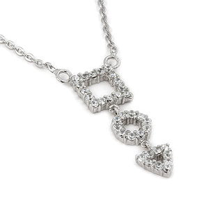 Sterling Silver 3-Shape White CZ Eternity 17" Necklace - Silver Insanity