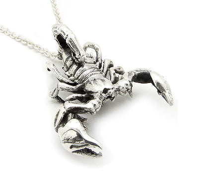 Large Sterling Silver Gothic Biker Scorpion Slide Pendant - Silver Insanity