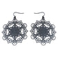 Dark Filigree Snowflake Metal Disc Hook Earrings - Silver Insanity