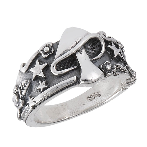 Heavy Sterling Silver Fantasy MUSHROOM Ring - Silver Insanity