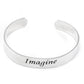 Imagine Inspirational Message Silver Tone Metal Adjustable Cuff Bracelet - Silver Insanity