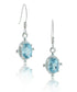 Small Genuine Oval Sky Blue Topaz Sterling Silver Hook Earrings - Silver Insanity