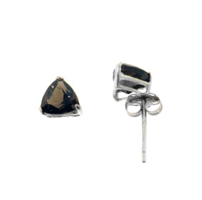 7x7mm Trillion Smoky Quartz Sterling Silver Post Stud Earrings - Silver Insanity