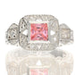 Square Princess Cut Pink Ice and White CZ Sterling Silver Promise Ring - Silver Insanity