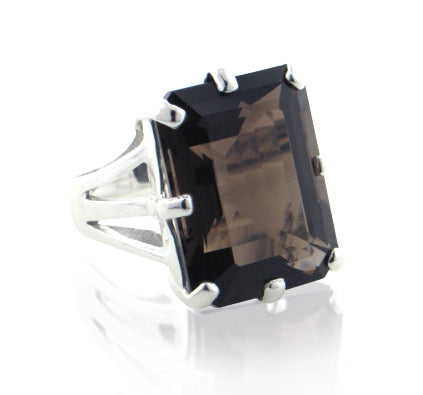 Huge Genuine Smoky Quartz Sterling Silver Ring - Silver Insanity