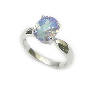 Ring of Twilight Shadows - Aurora Borealis Crystal Sterling Silver - Silver Insanity