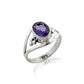 Amethyst Faceted Oval 7x9mm Genuine Gemstone Sterling Silver Ring - Silver Insanity