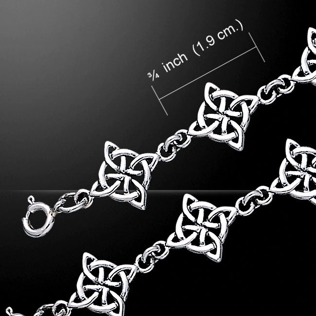 North Star Celtic Knot Sterling Silver Link Bracelet, 7" - Silver Insanity