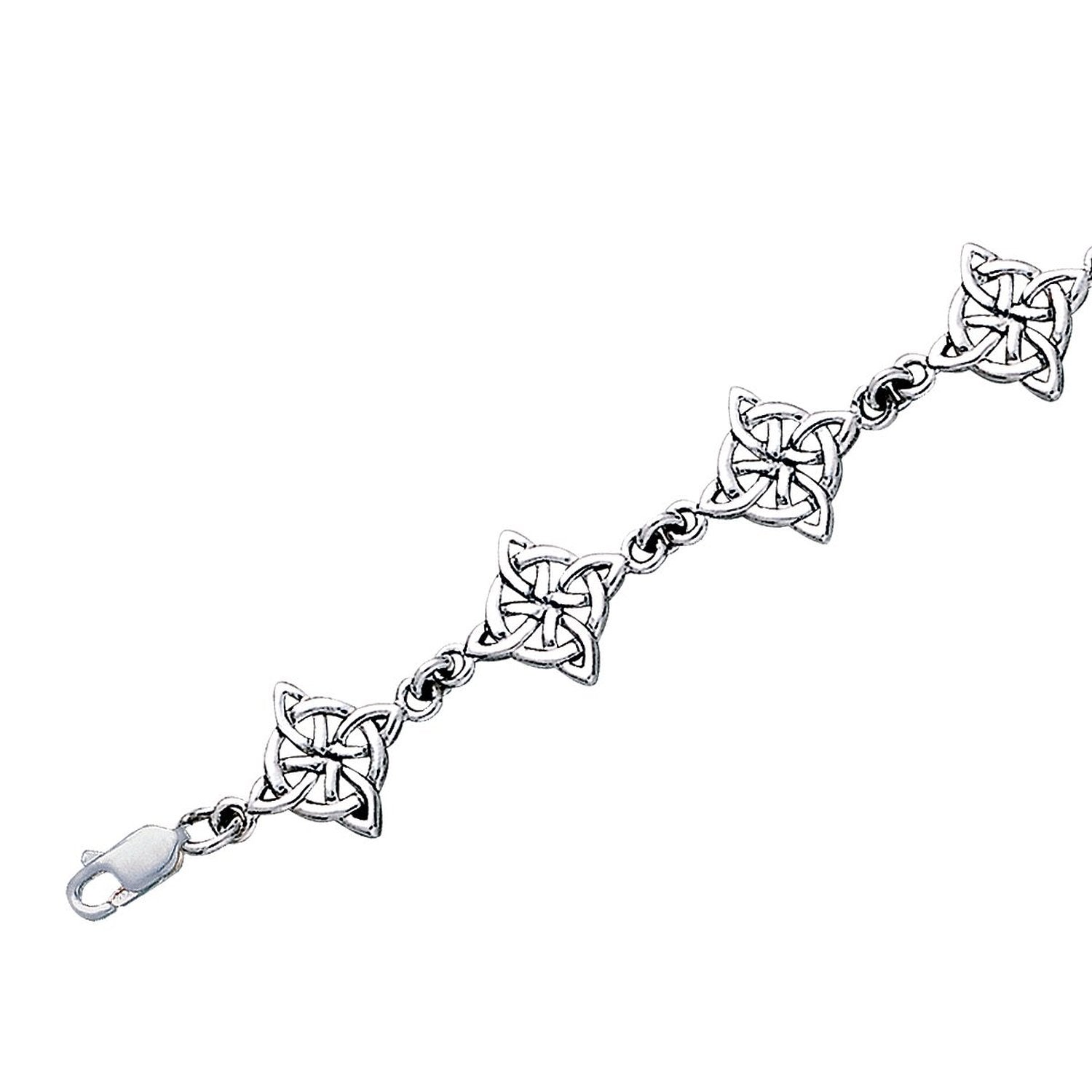 North Star Celtic Knot Sterling Silver Link Bracelet, 7" - Silver Insanity