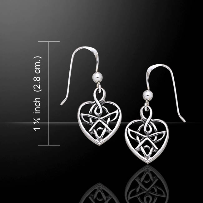 Celtic Knotted Heart Shaped Sterling Silver Hook Earrings - Silver Insanity